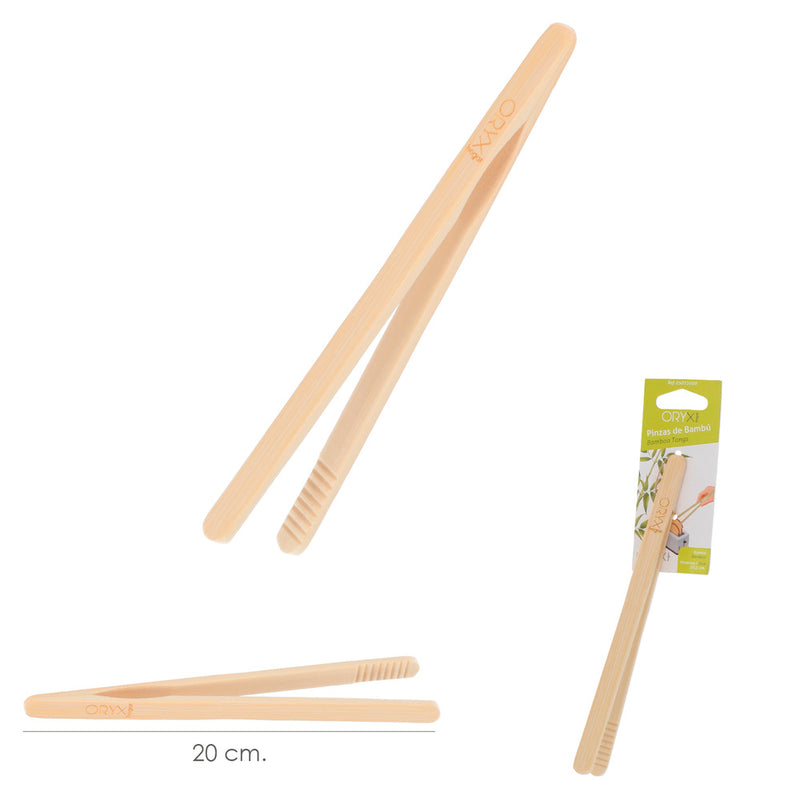 Pinzas de cocina de bambu natural 20 cm