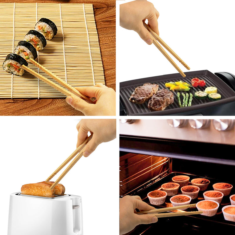 Pinzas de cocina de bambu natural 20 cm