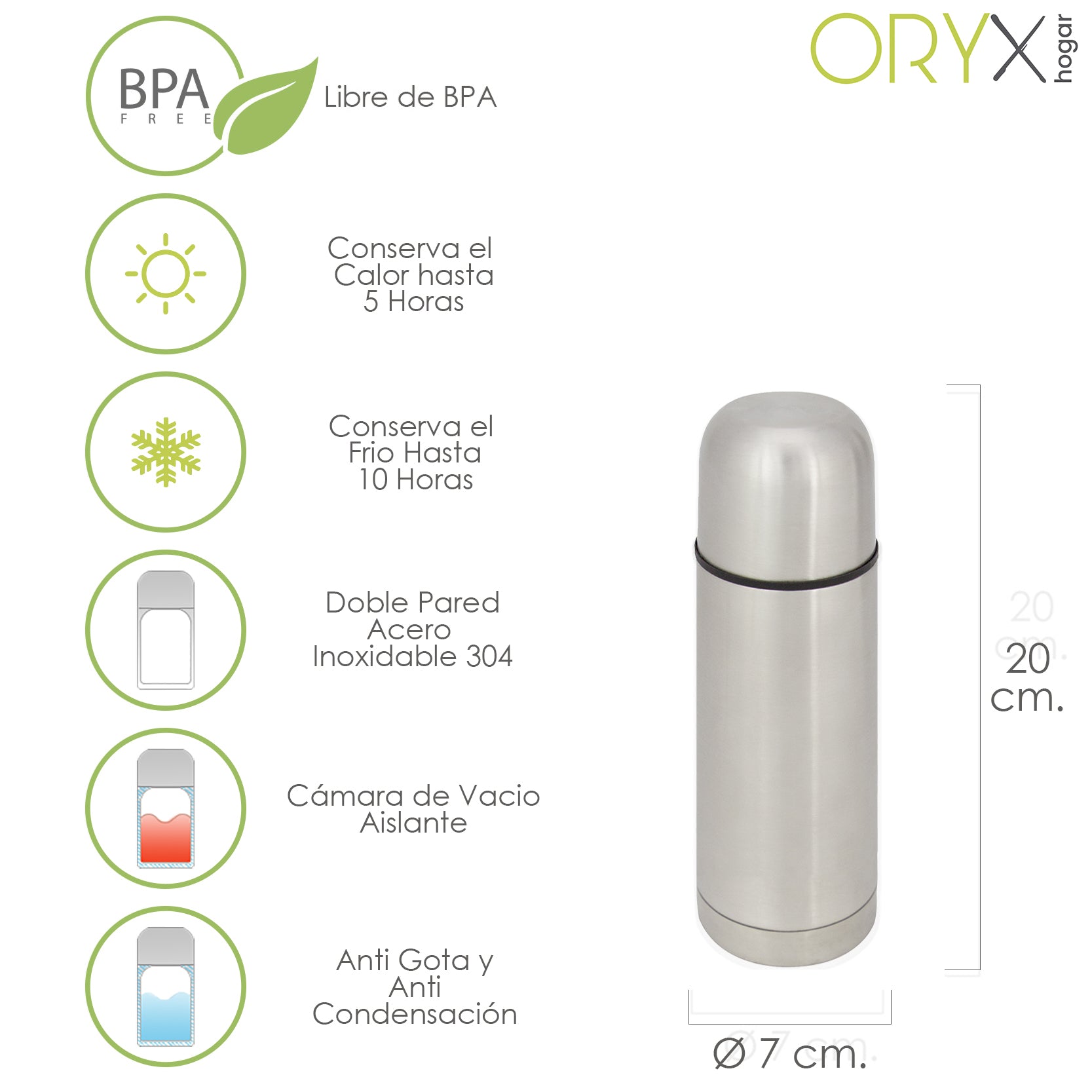 Liquid thermos 350 ml, stainless steel, BPA-free, anti-drip