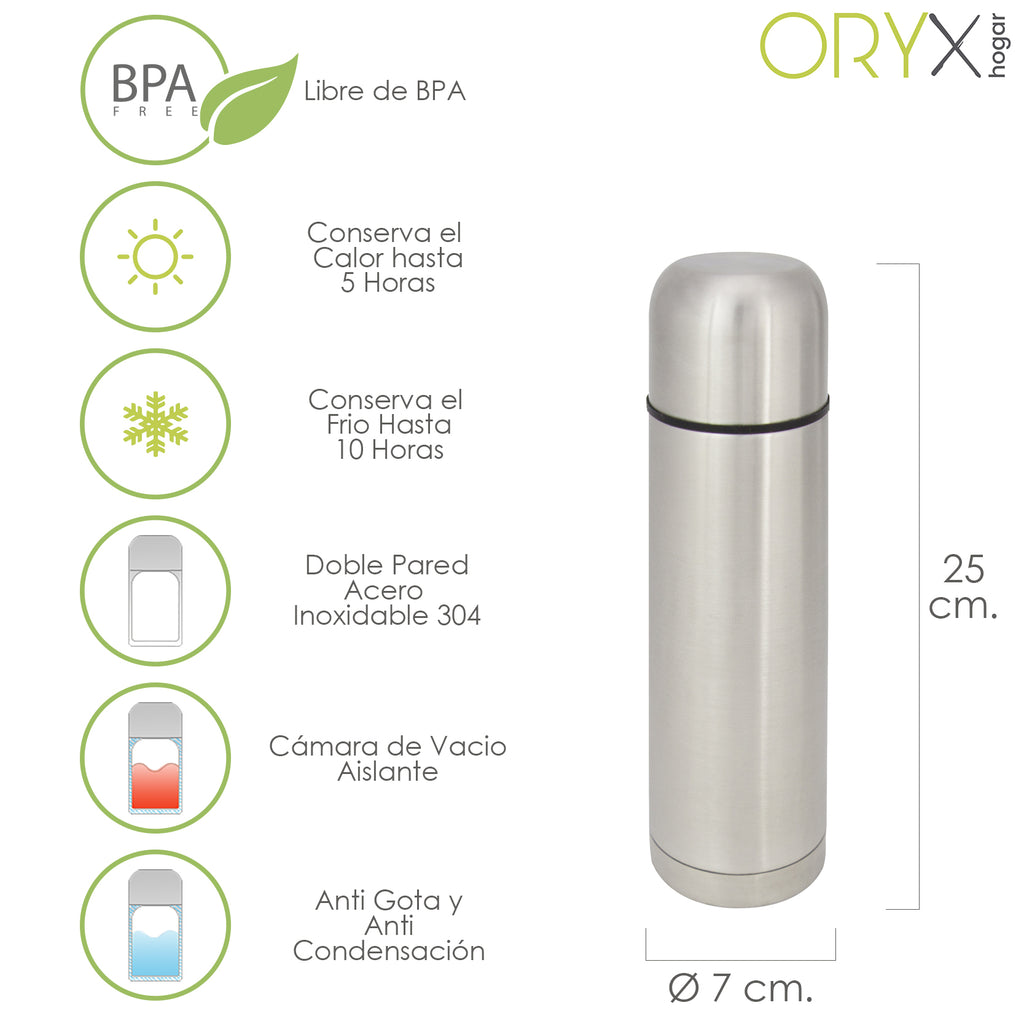 Garrafa térmica, capacidade 500 ml. Livre de BPA, aço inoxidável, anti-gotas