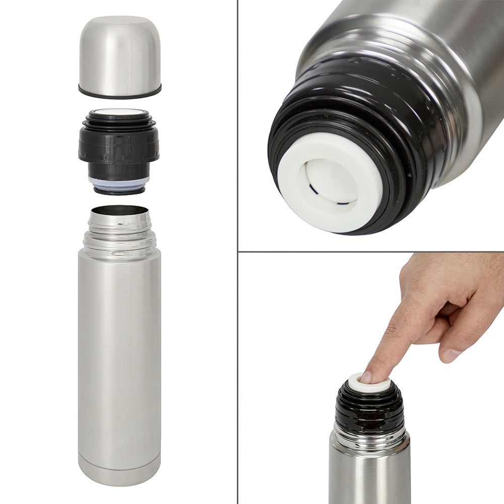 Liquid flask, 750 ml capacity. BPA-free, stainless steel, anti-drip