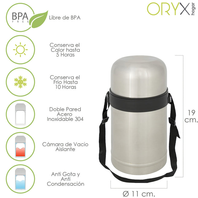 Termo solidos y liquidos acero inoxidable antigoteo 750 ml