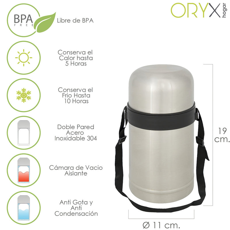 Termo solidos y liquidos acero inoxidable antigoteo 750 ml