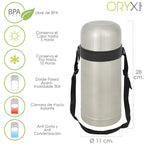 Termo sólidos y líquidos, 1 litro de capacidad, libre bpa, acero inoxidable, antigoteo