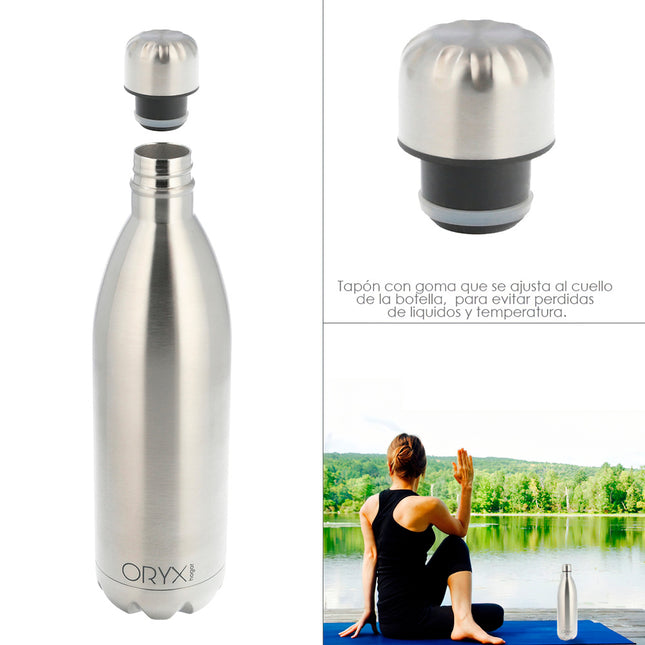Botella termica, capacidad de 1000 ML. libre BPA,  acero inoxidable, antigoteo