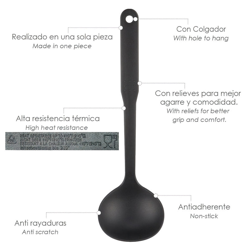 Cucharon servir cocina nylon basic 32 x 9.5 cm