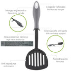 Espátula de cozinha em nylon com cabo antigotas em borracha 34,5 x 11 cm