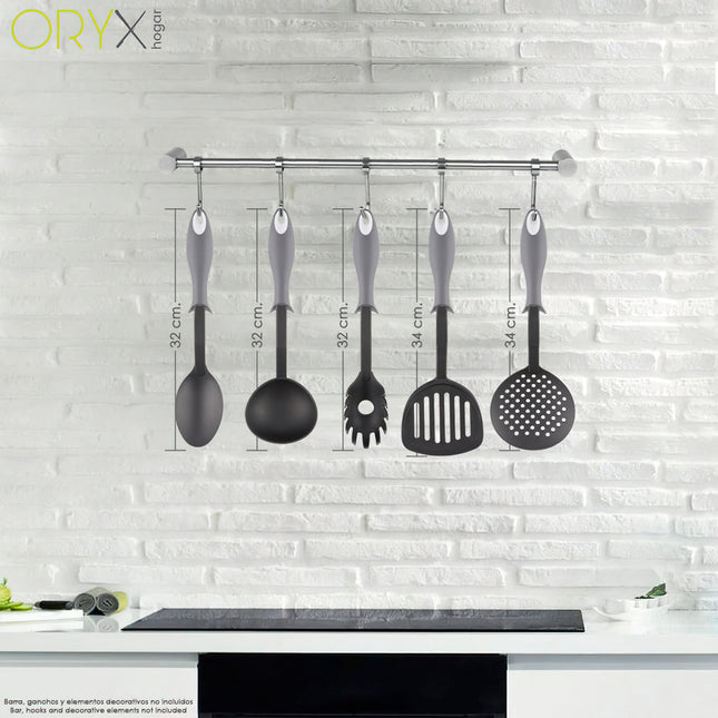 Cuchara servir cocina nylon con mango antigotas engomado 32,5x6cm