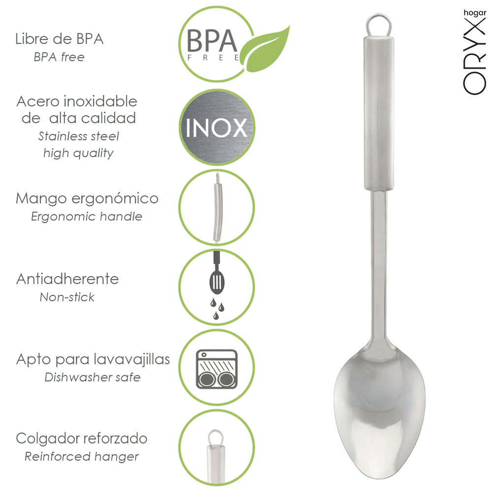 Colher de servir de cozinha em aço inoxidável, 7 x 30,5 (altura) cm