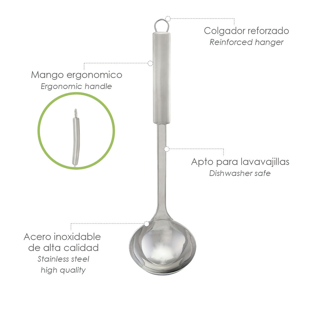 Stainless steel kitchen ladle 9x33.5 (h) cm