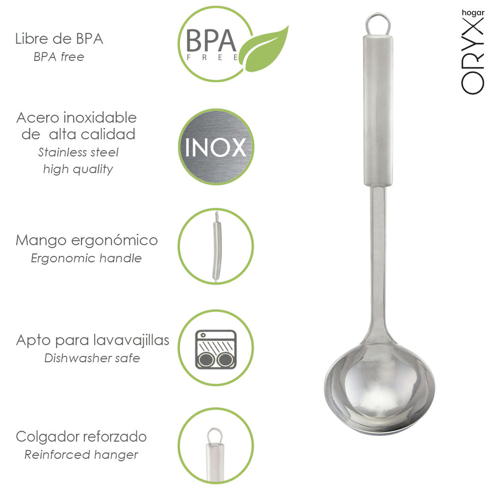 Stainless steel kitchen ladle 9x33.5 (h) cm