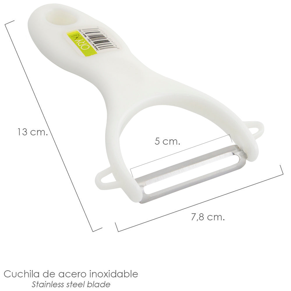 Potato peeler with plastic handle. stainless steel blade 7.8 x 13 (h) cm