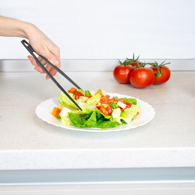 Pinzas de cocina, color negro, fabricadas en nylon, 30cm