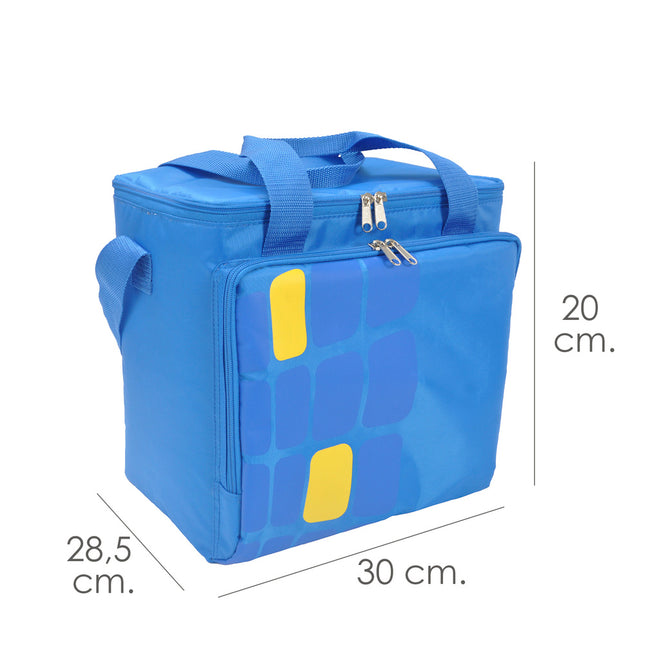Bolsa termica porta alimentos nevera 15 litros forro interior PEVA, con espuma aislante, color azul