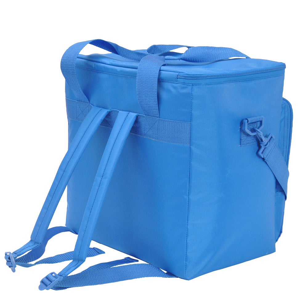 Bolsa / mochila térmica porta alimentos nevera 15 litros forro interior peva, con espuma aislante, color azul