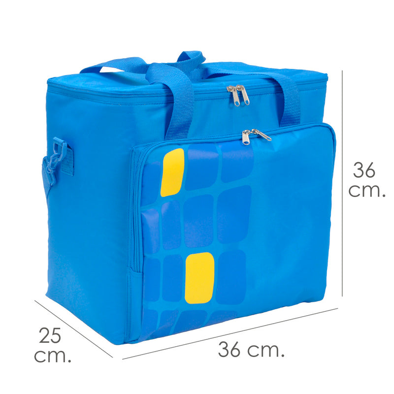 Bolsa / mochila termica porta alimentos nevera 15 litros forro interior PEVA, con espuma aislante, color azul