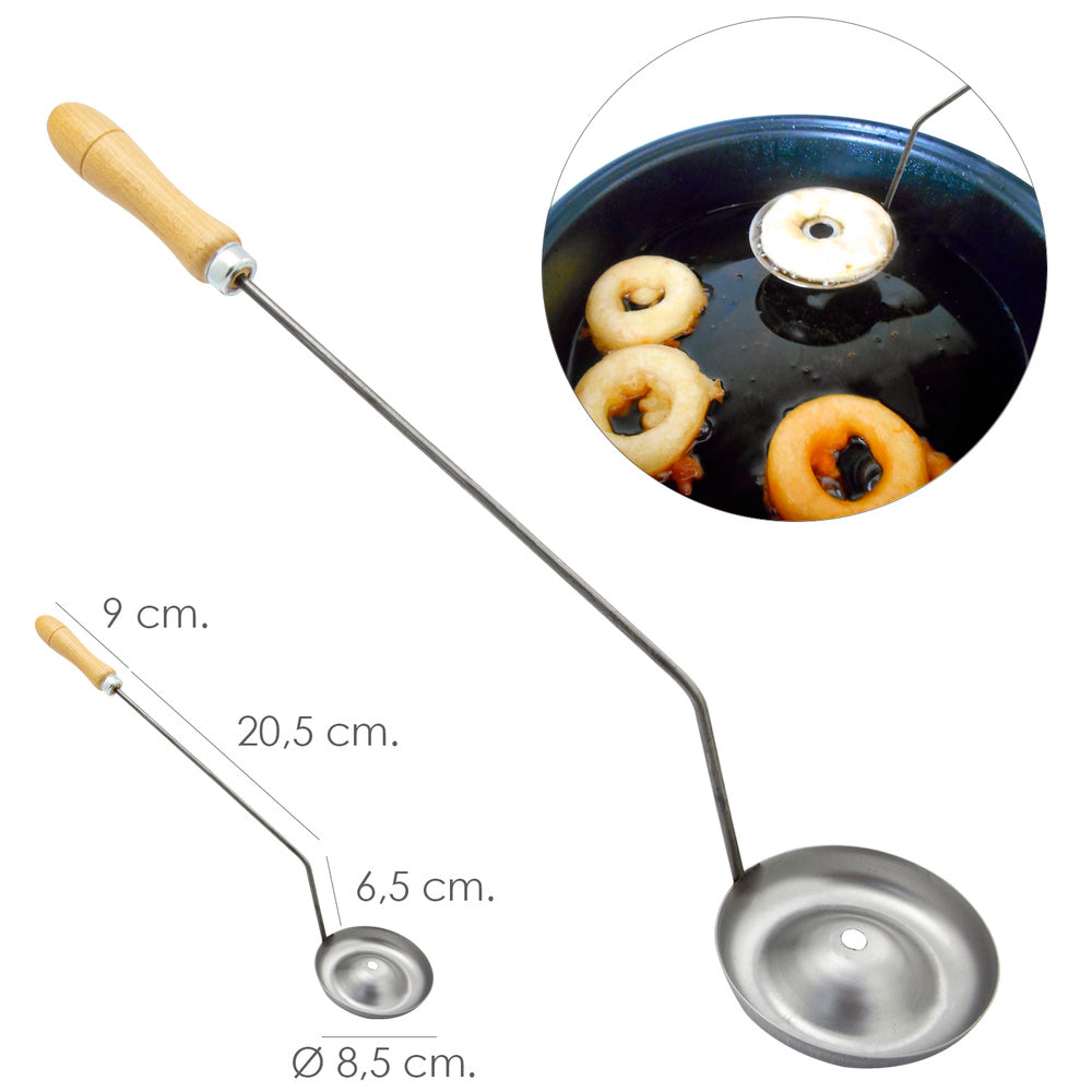 Frying mold for fritters, wooden handle