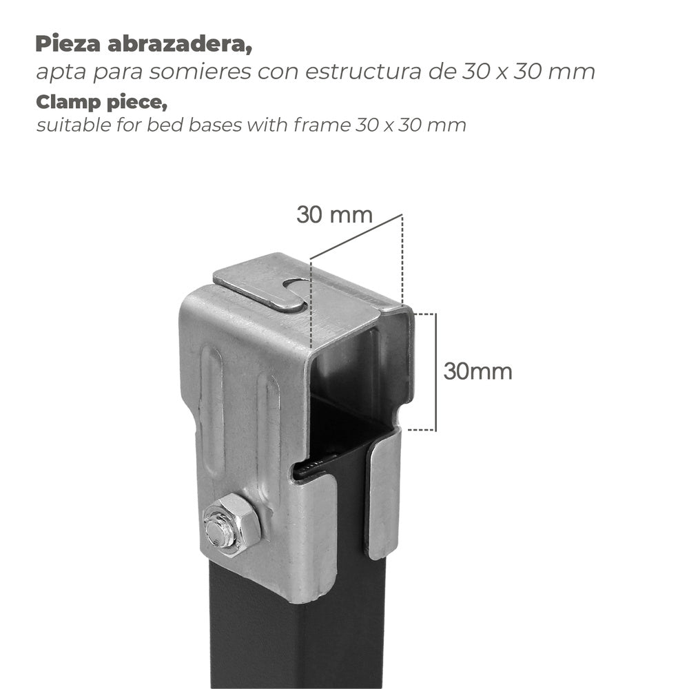 Juego patas somier cuadradas (4 unidades) tubo 30x30 mm para somier de 30x30 mm altura 25 cm