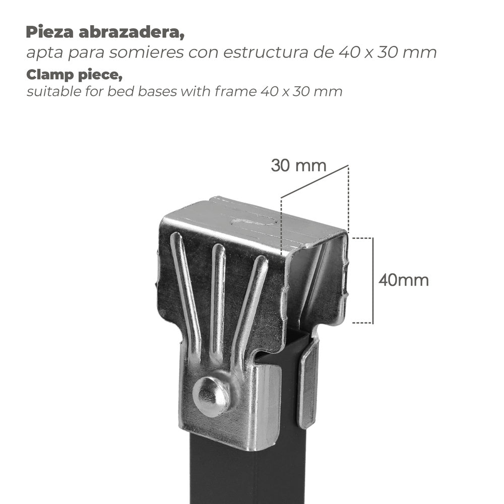 Juego patas somier cuadradas (4 unidades) tubo 30x30 mm para somier de 40x30 mm altura 25 cm