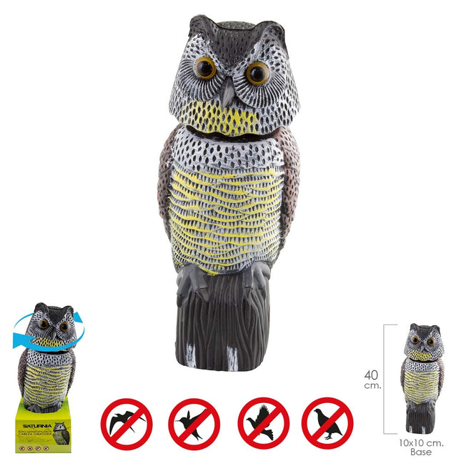 Buho ahuyentador de pajaros / aves con cabeza giratoria 40 cm