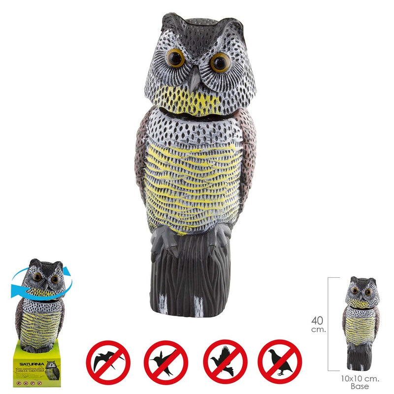 Buho ahuyentador de pajaros / aves con cabeza giratoria 40 cm