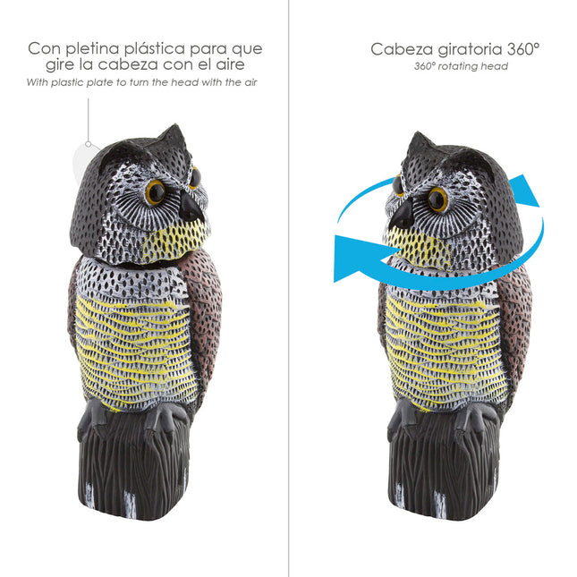 Buho ahuyentador de pajaros / aves con cabeza giratoria 40 cm