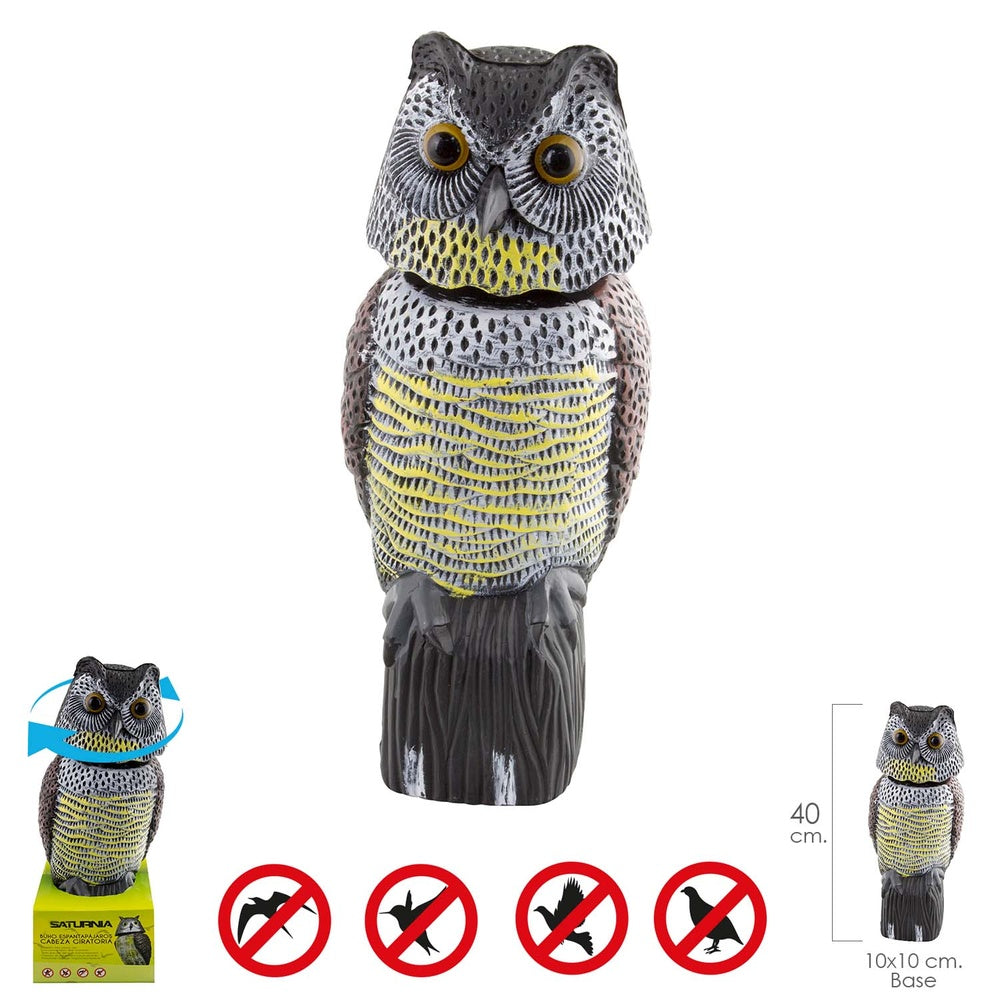Owl bird deterrent with rotating head 40 cm