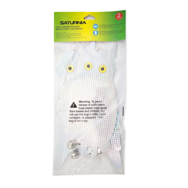 Buho espantapajaros reflectante para colgar con 2 cascabeles (2 piezas)
