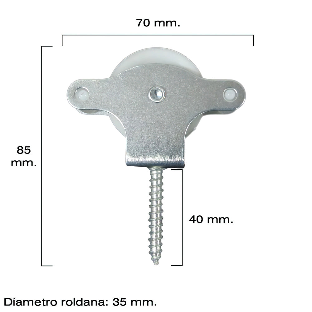 Clothesline pulley Wolfpack galvanized 40 mm plastic roller with screw hook