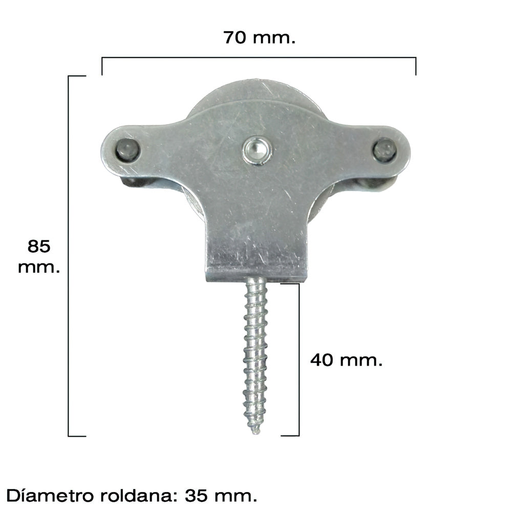 Wolfpack clothesline pulley, galvanized, 40 mm, metal sheave with screw