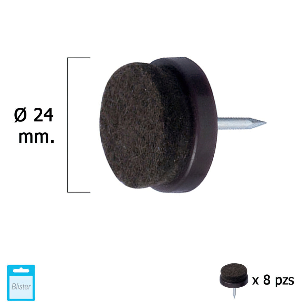 Brown felt glide ø24 (blister of 8)
