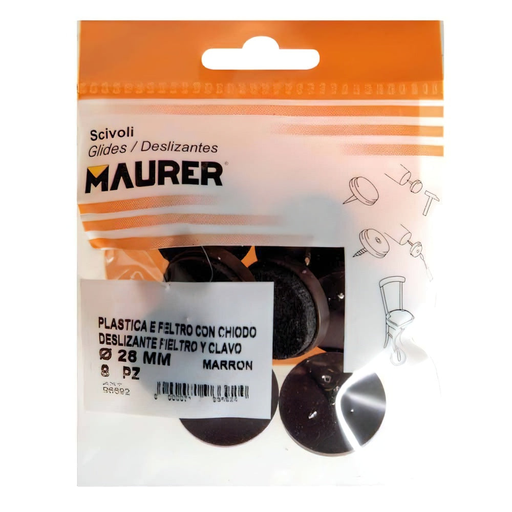 Brown glide with felt ø28 (blister pack of 8 units)
