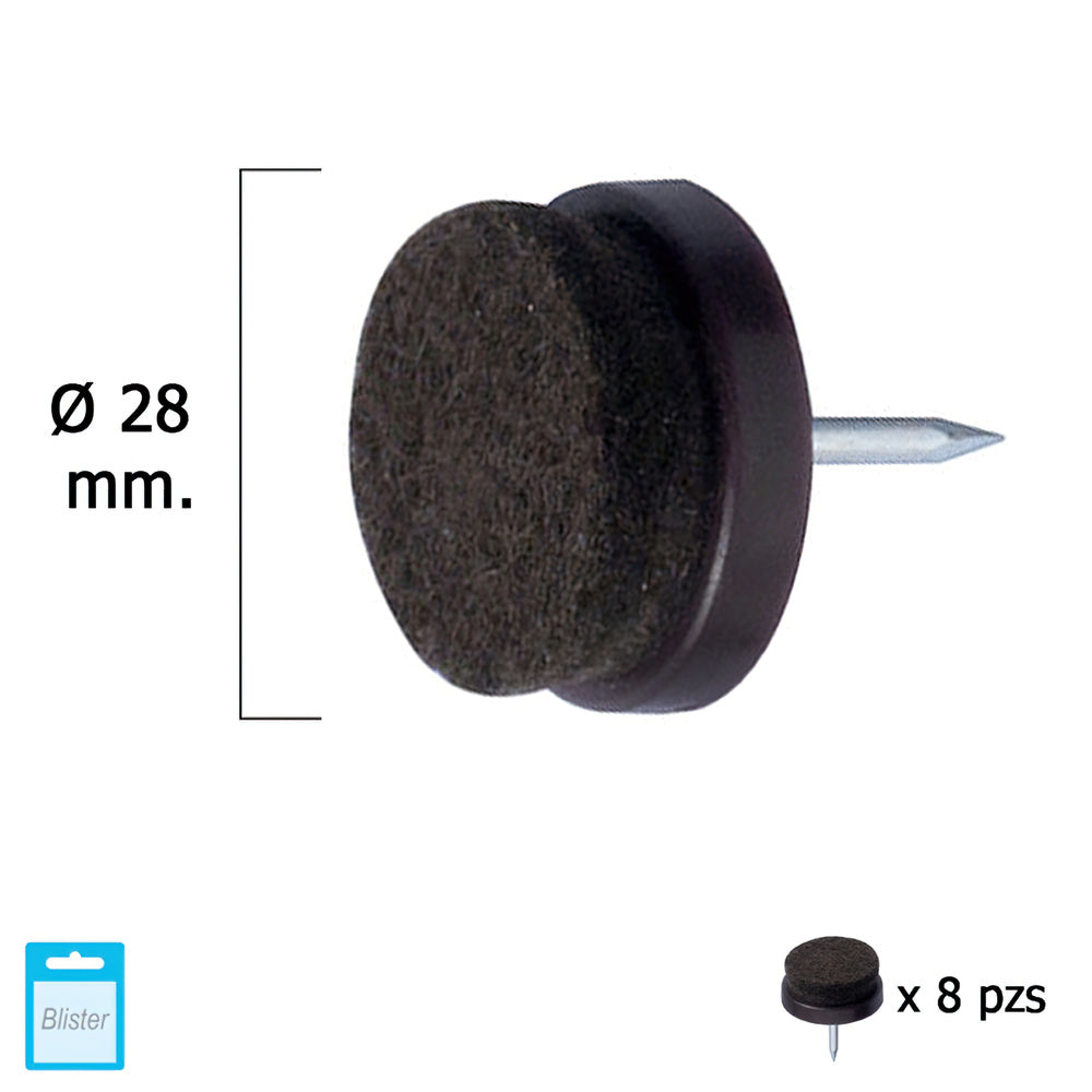 Brown glide with felt ø28 (blister pack of 8 units)
