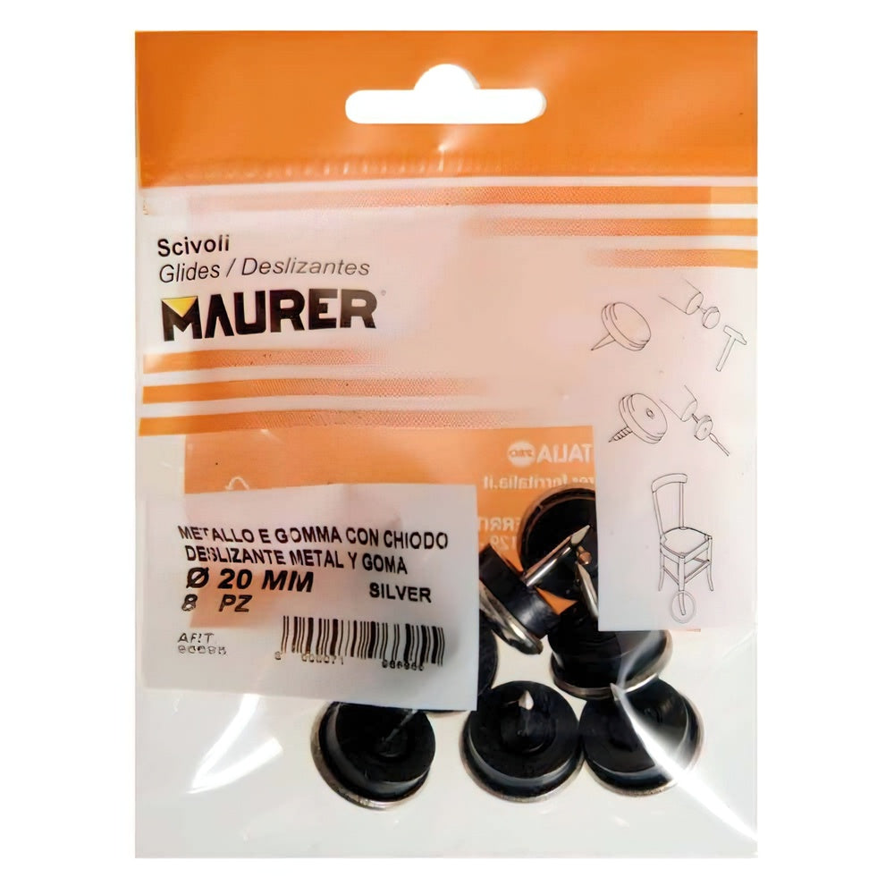 Clear rubber metal glide ø20 (blister 8 units)