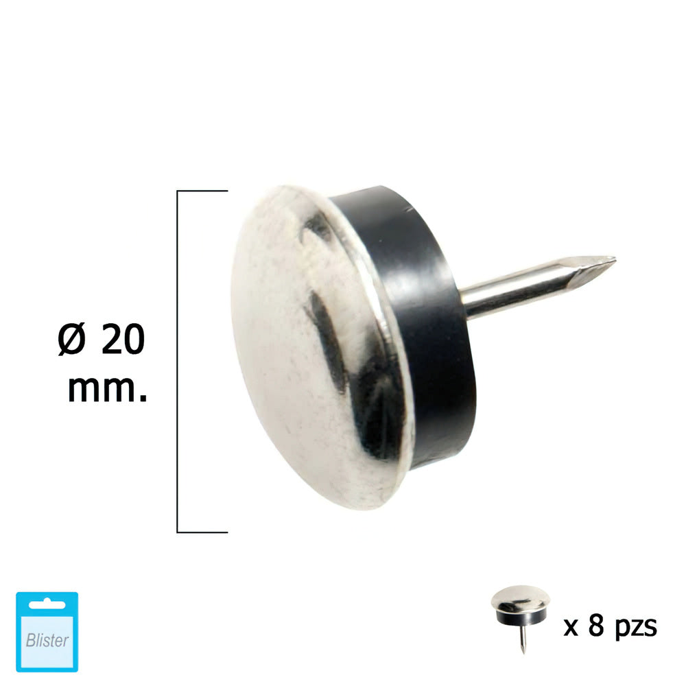 Clear rubber metal glide ø20 (blister 8 units)