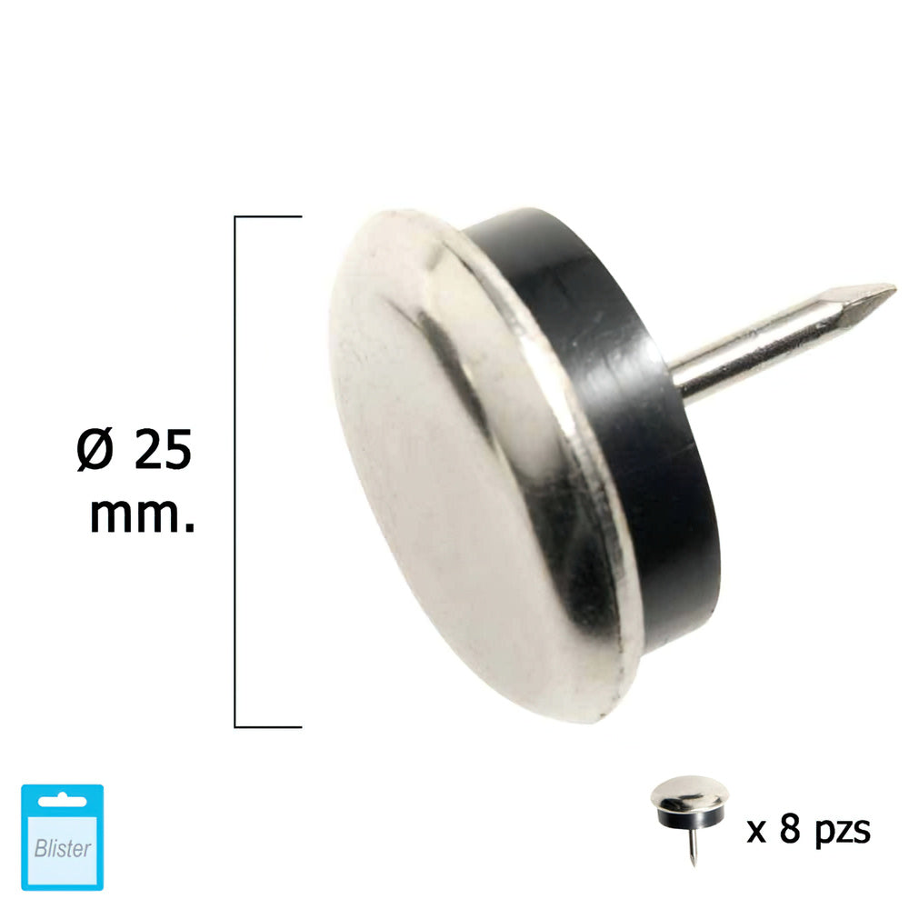 Clear Metal & Rubber Glide ø25 (blister pack of 8)