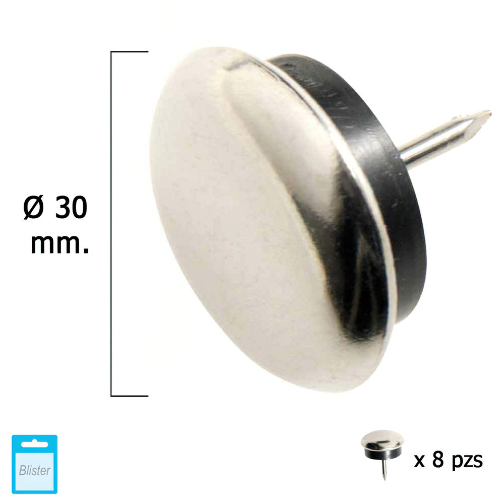 Clear metal rubber glide ø30 (blister of 8 units)