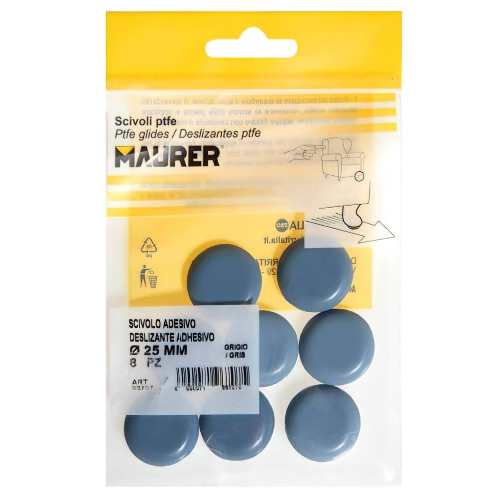Grey PTFE slider ø25 (blister pack of 8)