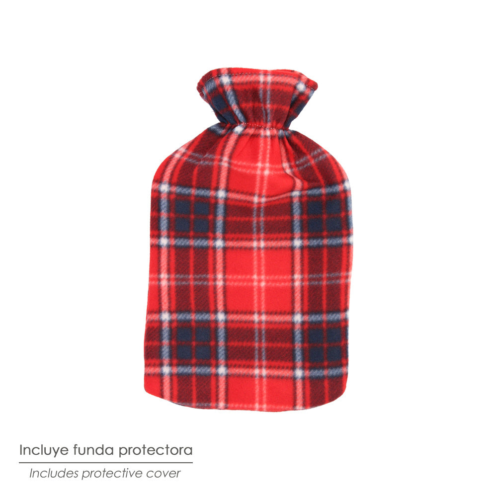 Hot water bottle 1.75 liters assorted fleece colors