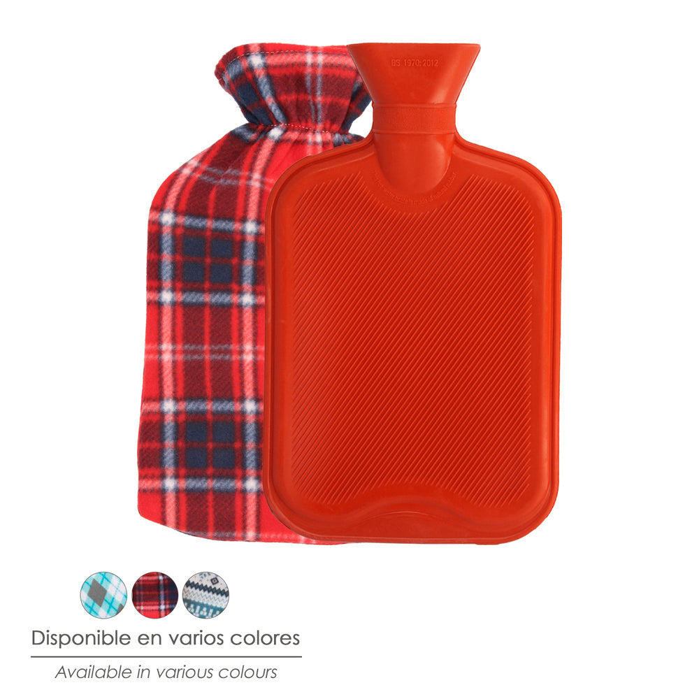Hot water bottle 1.75 liters assorted fleece colors