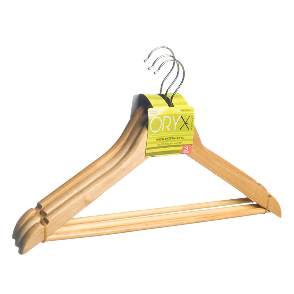 Set of wooden hangers, curved hanger 450 mm (3-piece pack)