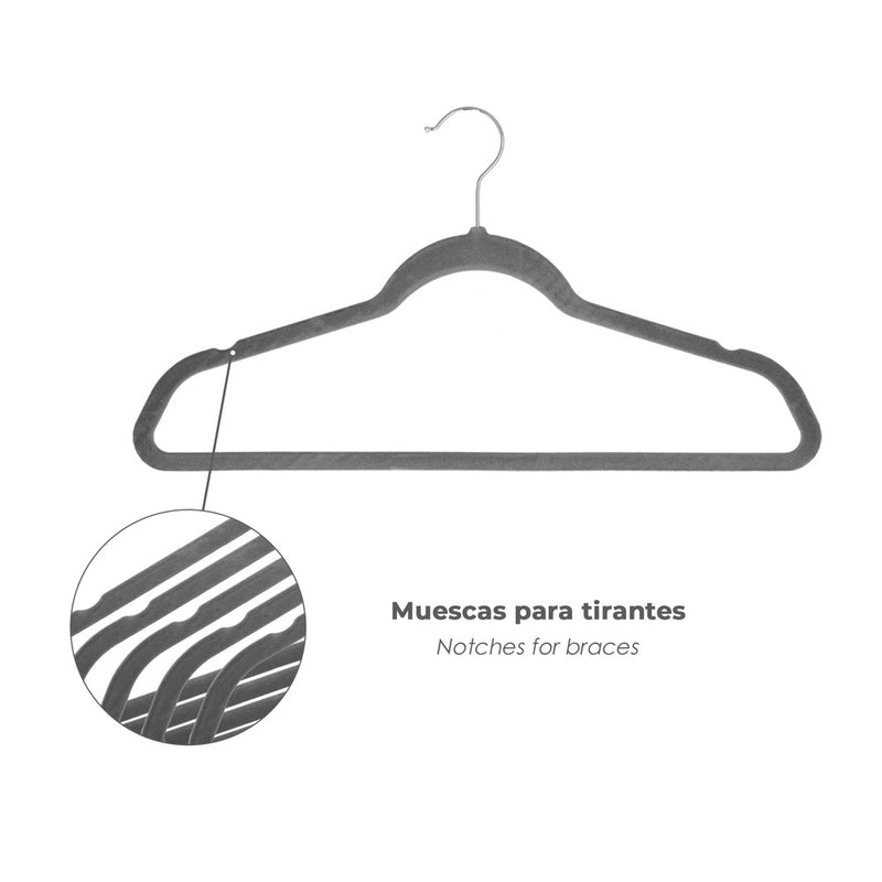 Percha terciopelo 445 mm. (pack 10 piezas)