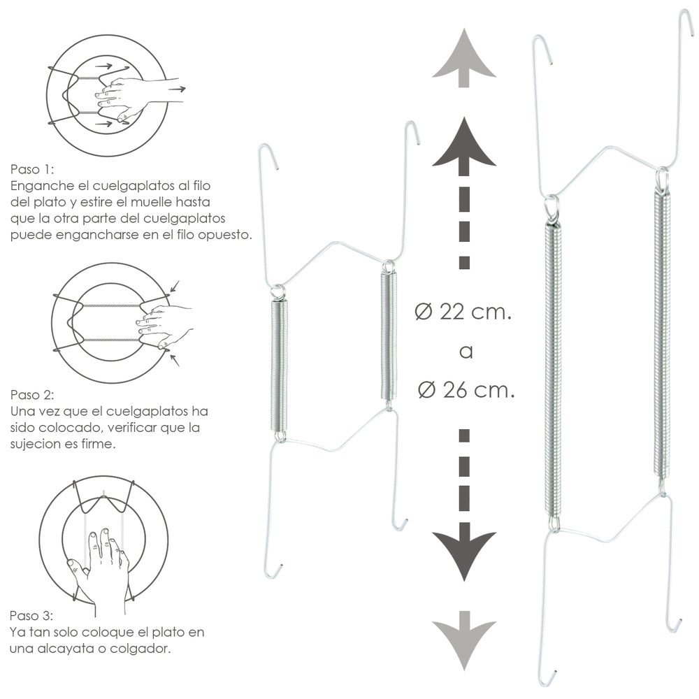 Plate hanger spring for plates from ø 22 to 26 cm