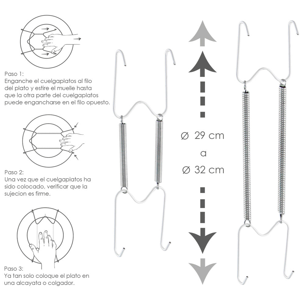 Spring plate hanger for plates from ø 29 to 32 cm