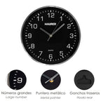 Reloj de pared ø 25 cm negro