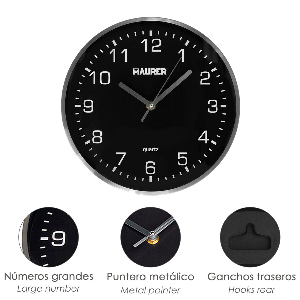 Wall clock ø 25 cm black