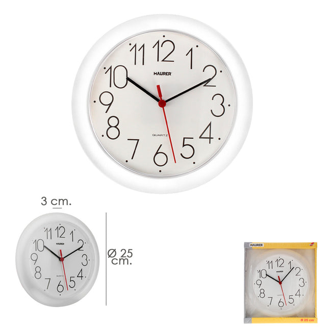 Reloj de pared ø 25 cm. color blanco