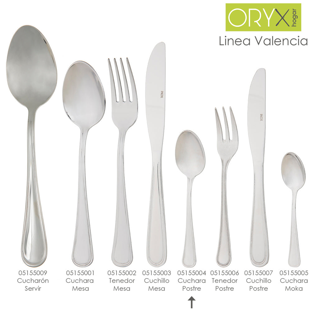 Coffee and dessert spoon Valencia 138 mm box of 12 units