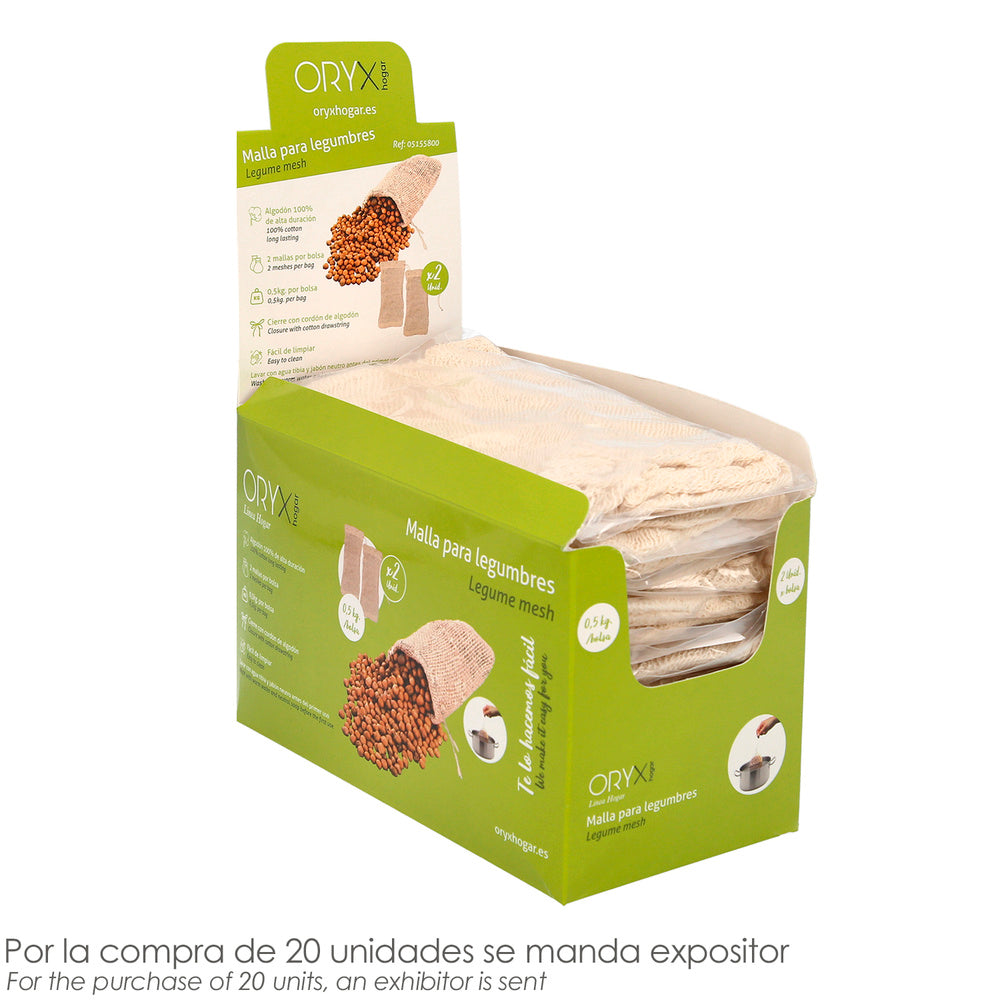 Cooking mesh / bag for legumes, cotton, 0.5 kg, pack of 2 units. 100% organic cotton