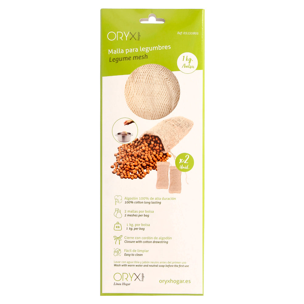 Mesh / bag for cooking legumes, cotton, 1 kg, pack of 2 units. 100% organic cotton